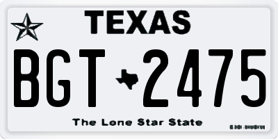 TX license plate BGT2475