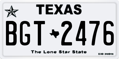 TX license plate BGT2476