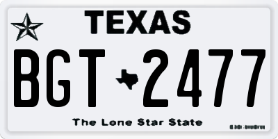 TX license plate BGT2477