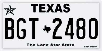 TX license plate BGT2480