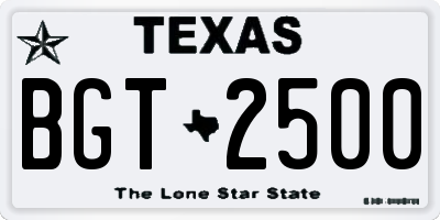 TX license plate BGT2500