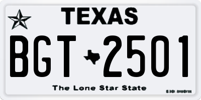 TX license plate BGT2501