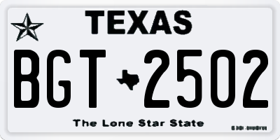TX license plate BGT2502