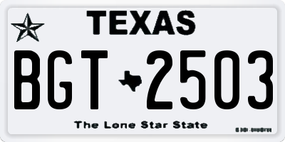 TX license plate BGT2503