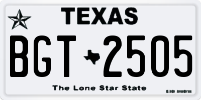 TX license plate BGT2505