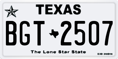 TX license plate BGT2507