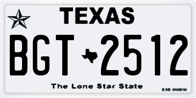 TX license plate BGT2512