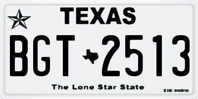 TX license plate BGT2513