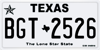 TX license plate BGT2526