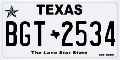 TX license plate BGT2534