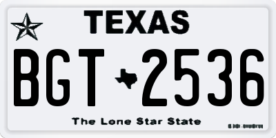 TX license plate BGT2536