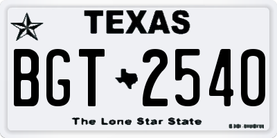 TX license plate BGT2540