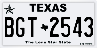 TX license plate BGT2543
