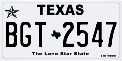 TX license plate BGT2547