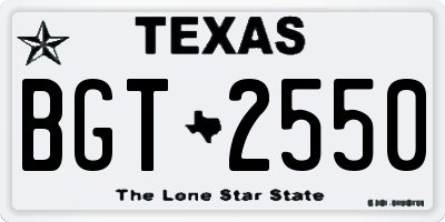 TX license plate BGT2550