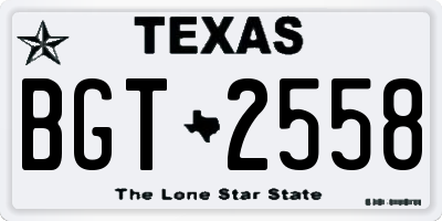 TX license plate BGT2558