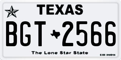 TX license plate BGT2566