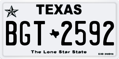 TX license plate BGT2592