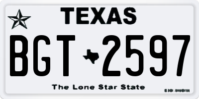 TX license plate BGT2597
