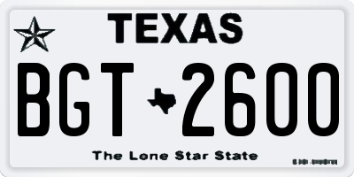 TX license plate BGT2600