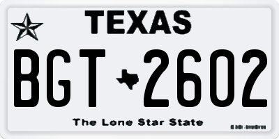 TX license plate BGT2602