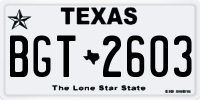 TX license plate BGT2603