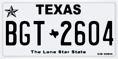 TX license plate BGT2604