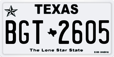 TX license plate BGT2605