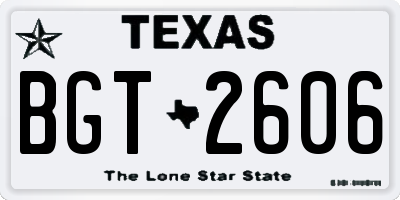 TX license plate BGT2606