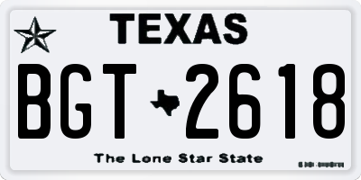 TX license plate BGT2618