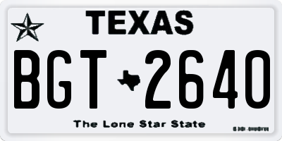 TX license plate BGT2640