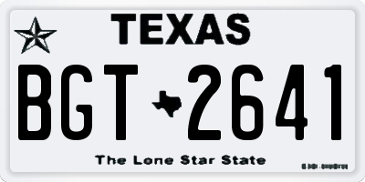 TX license plate BGT2641