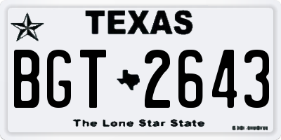 TX license plate BGT2643