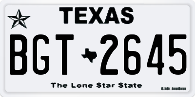 TX license plate BGT2645