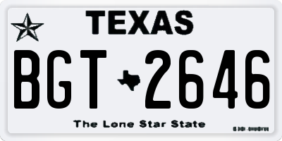 TX license plate BGT2646