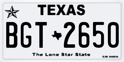 TX license plate BGT2650