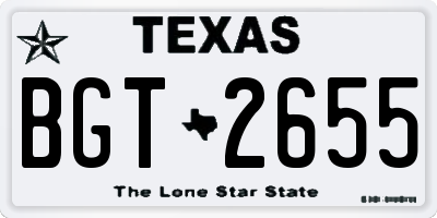 TX license plate BGT2655