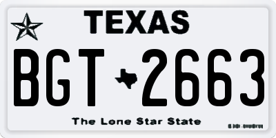 TX license plate BGT2663