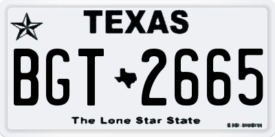 TX license plate BGT2665