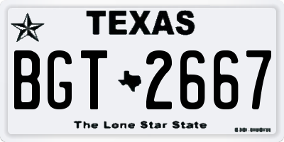 TX license plate BGT2667