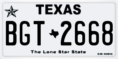 TX license plate BGT2668
