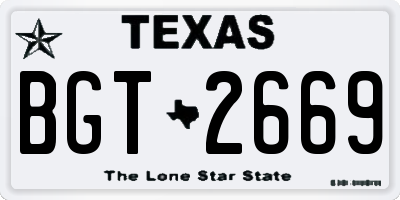 TX license plate BGT2669