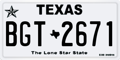 TX license plate BGT2671