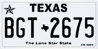 TX license plate BGT2675