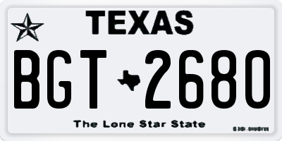 TX license plate BGT2680