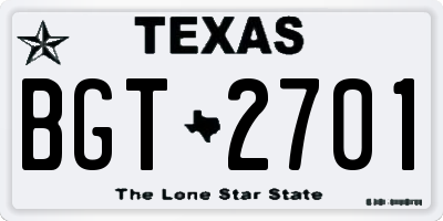 TX license plate BGT2701