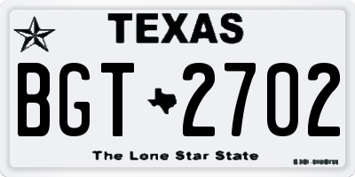 TX license plate BGT2702