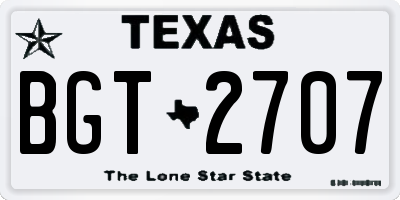 TX license plate BGT2707