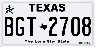 TX license plate BGT2708