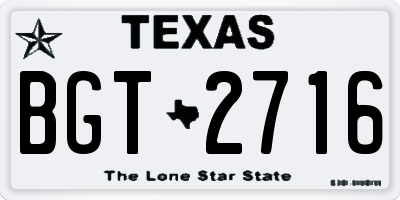 TX license plate BGT2716